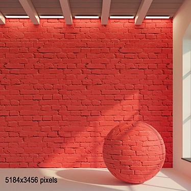 Vintage Brick Wall Texture - High-Resolution Painted Bricks 3D model image 1 