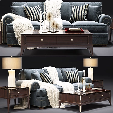 Elegant Ashby Sleeper Sofa 3D model image 1 