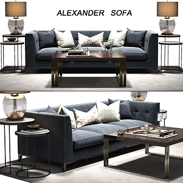Sophisticate Collection: Alexander Sofa & Roman Table 3D model image 1 