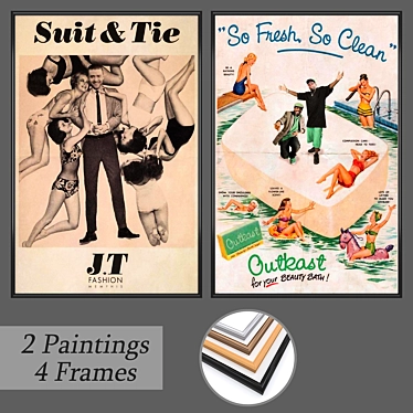 Set of Wall Paintings No. 331: Versatile Frames & Ready-to-Render Files 3D model image 1 