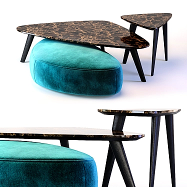 Oasis Andre Table & Ottoman Combo 3D model image 1 