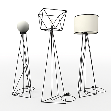Industrial Steel Floor Lamps 3D model image 1 