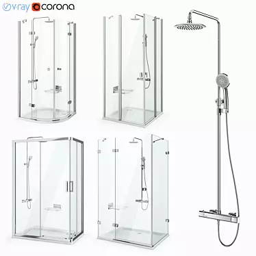 Ravak Set 18: Shower Cabins & Accessories 3D model image 1 