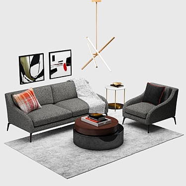 West Elm Alto Sofa Chair Set: Modern Elegance Combo 3D model image 1 
