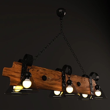 Rustic Glow: Wooden Light 3D model image 1 