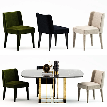 Modern Elegance: Meridiani Kita Chair + Charlie Tables 3D model image 1 