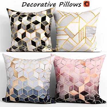 Pink Grey Gradient Decorative Pillows 3D model image 1 