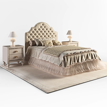 Halley Spenser Slim Bed, ALTAMODA Mimi Bedside Table, Halley Basamento Grande Love Lamp 3D model image 1 