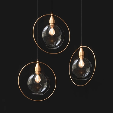 Golden Glass Ring Pendant 3D model image 1 