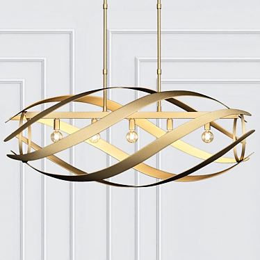 Elegant Trephine Gold Leaf Chandelier 3D model image 1 