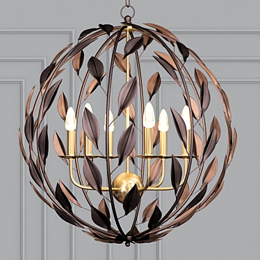 Gilded Elegance: 6-Light Bronze Sphere Chandelier 3D model image 1 