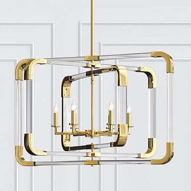 Modern Brass Acrylic Pendant 3D model image 1 