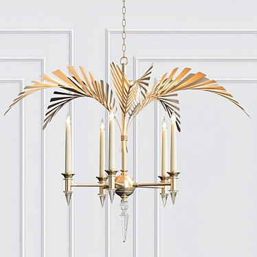 Handcrafted Palm Frond Chandelier with Crystal Accents 3D model image 1 