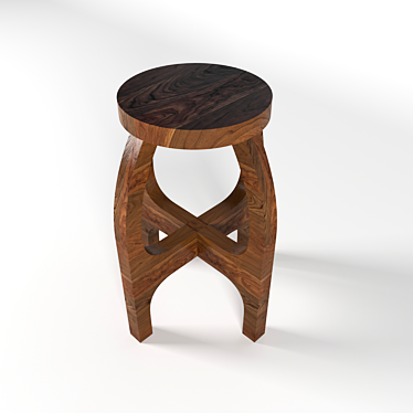 Elegant Wooden Stool Chair 3D model image 1 