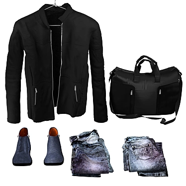 Stylish Men's Leather Collection 3D model image 1 