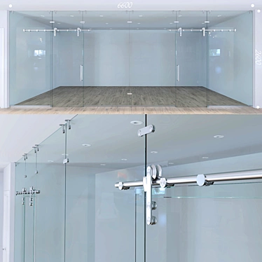 Glass partition with sliding doors - 1