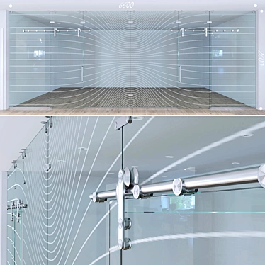 Modern Glass Partition with Sliding Doors 3D model image 1 