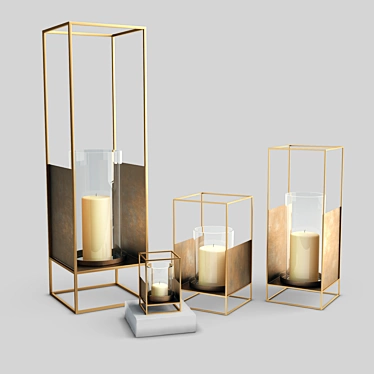 Bronze Metal Lantern: Stylish Décor 3D model image 1 