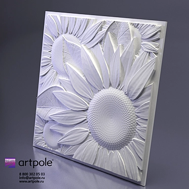 Sunflower 3D Plaster Panel: Artistic Elegance 3D model image 1 