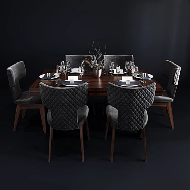 Bamax Slash Dining Set - Stylish and Functional 3D model image 1 