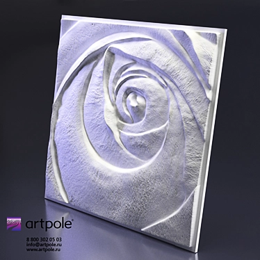 Plaster Rose 3D Panel: Elegant Relief Design 3D model image 1 