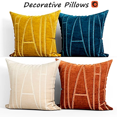 Velvet Applique Decorative Pillows 3D model image 1 