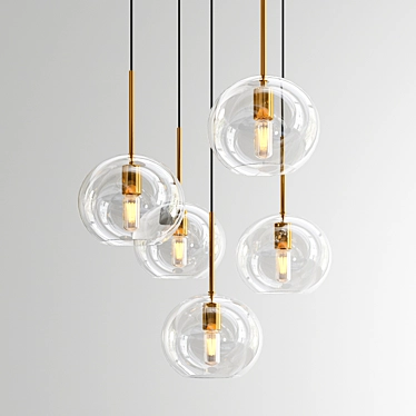 Elegant Glass Pendant Light 3D model image 1 