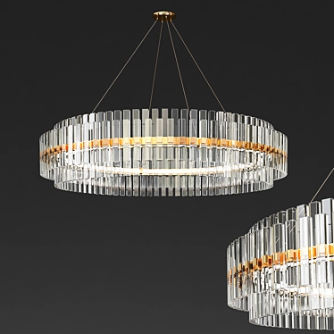 Elegant Round Glass Chandelier 3D model image 1 