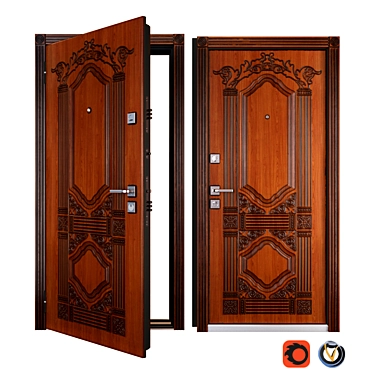 Sangria SteelGuard: Elegant Entrance Metal Door 3D model image 1 