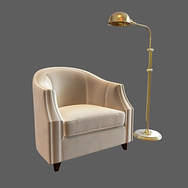 Elegant Seams Chair and Lamp 3D model image 1 