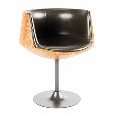 Retro Walnut Swivel Armchair: Urban Lounge Style 3D model image 1 