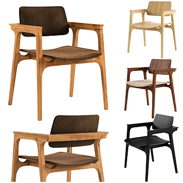 Ditta Madeira Chair: 3 Variations, 4 Wood & 3 Fabric Options 3D model image 1 