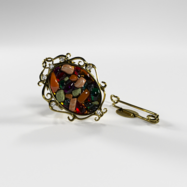Antique-inspired Carved Ring with Gemstones 3D model image 1 