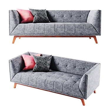 Modern Velvet Sofa: Edloe Finch 3D model image 1 