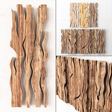 Natural Wood Slab Panels 3D model image 1 