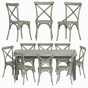 Rustic Gray Barn Chairs & Table 3D model image 1 