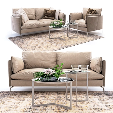 Maya Prianera: Modern Sofa & Round Tables 3D model image 1 