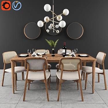 Elegant Lider Dining Set 3D model image 1 