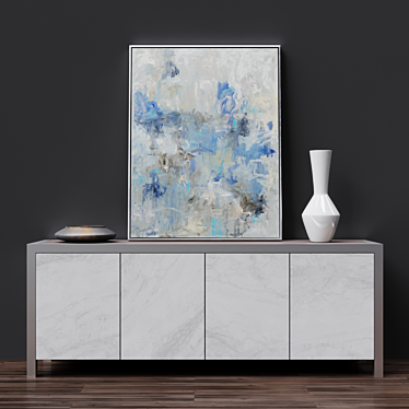 Decorage Marble Entertainment Console + Rainy Day Canvas Art 3D model image 1 