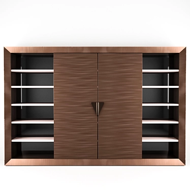 Visionnaire Browine: Italian-made Brown Bookcase with Wood, Leather, and Fabric Materials 3D model image 1 