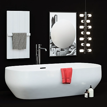 Modern Bathroom Collection: Ago Tub, Bitbarra Heated Towel Rail, Collage Mirror 3D model image 1 