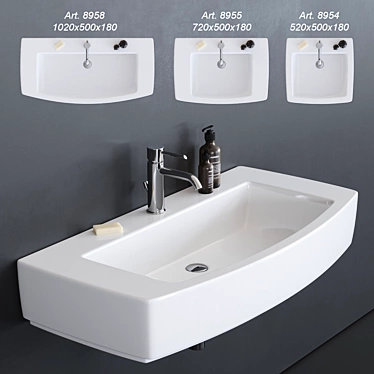 Modern Ceramic Washbasins: SA.02 Collection 3D model image 1 