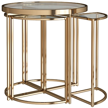 Gilded Harmony Side Table Set 3D model image 1 