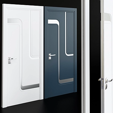 Sleek White Interior Door Set 3D model image 1 