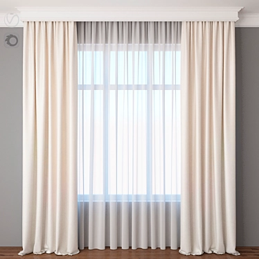 Elegant Drapery Panel: Russian to English Translation Needed 3D model image 1 