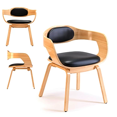 Beech Armrest Chair 3D model image 1 