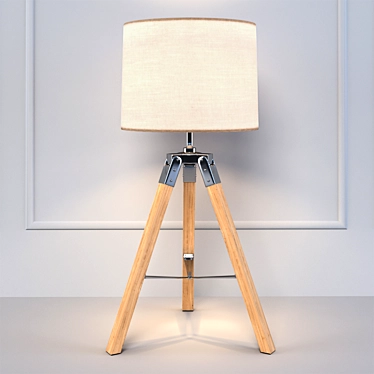 Hakon Table Lamp: Elegant Wood & Fabric Design (JYSK) 3D model image 1 
