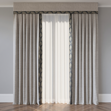 Elegant Trimmed Curtains: Luxurious and Stylish 3D model image 1 