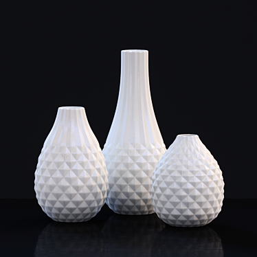 Modern White Stoneware Vase Set 3D model image 1 