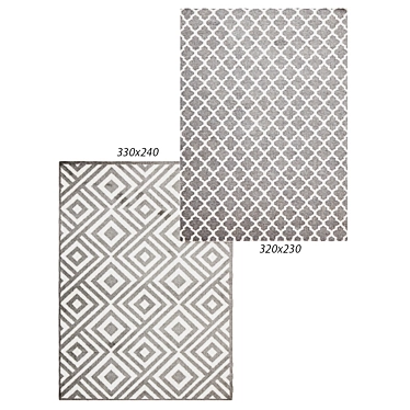 Gray Trellis Wool Flat Weave Rug: Stylish and Versatile 3D model image 1 